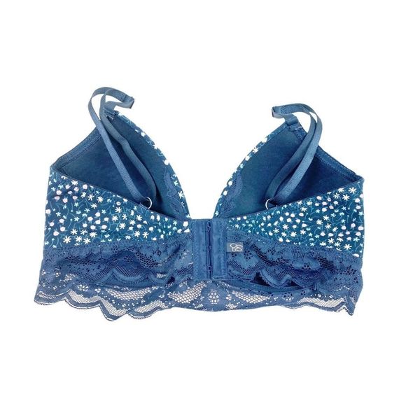 Jessica Simpson Blue & White Floral Print Bra- 36C - Picture 2 of 3
